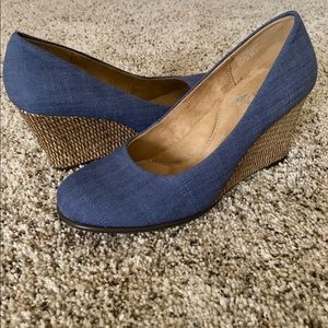 Aerosoles Denim Plum Tree Wedges-NWOT
